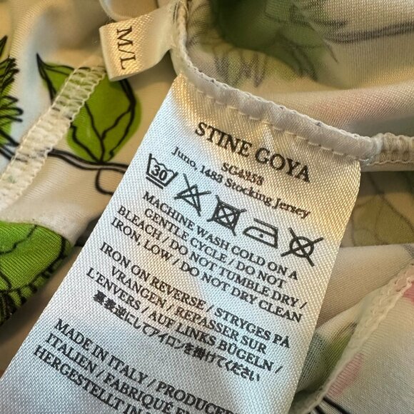 Stine Goya Juno Long Sleeve Stretch Shirt Green Sunflower Print Size Medium - Picture 6 of 12